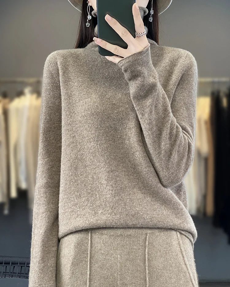 Seamless Merino Wool Turtleneck Sweater