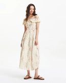 Printed Ruffled Halter-Neck Waist Dress