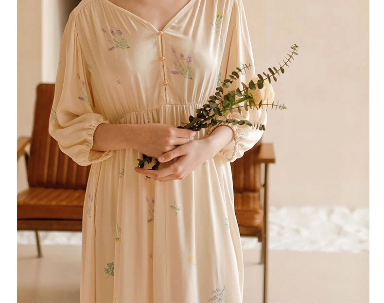 Printed Sweet Satin Sleep Dress