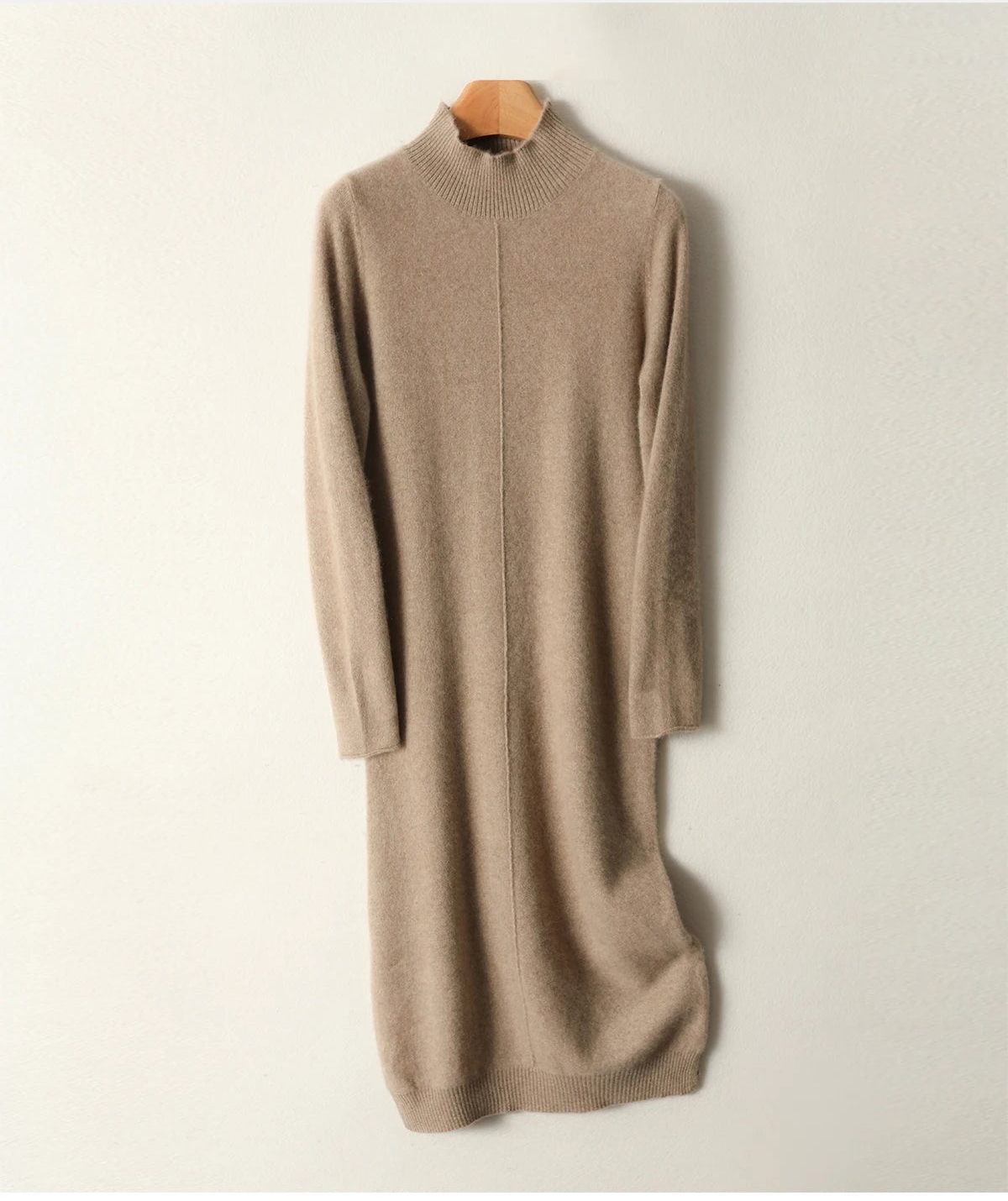 Merino Wool Turtleneck Midi Dress