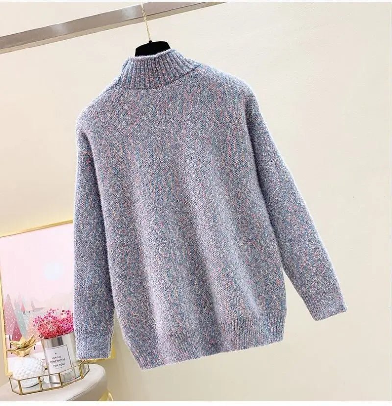 Elk printed Mink Velvet Mock Neck Sweater