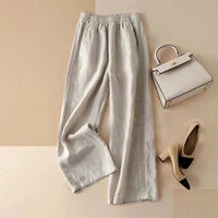 Cotton-Linen Blended Wide Leg Trousers