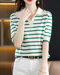 Oton Striped V-Neck Short-Sleeve T-Shirt