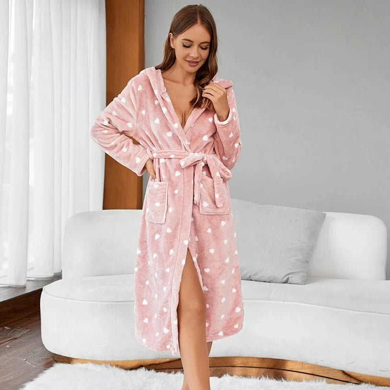Flannel Hooded Pajamas Robe