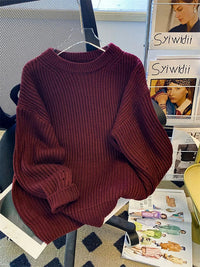 Round-Neck Oversized Knitted Pullover