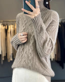 Merino Wool Twist Turtleneck Sweater