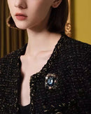 Retro Baroque-Style Square Crystal Brooch