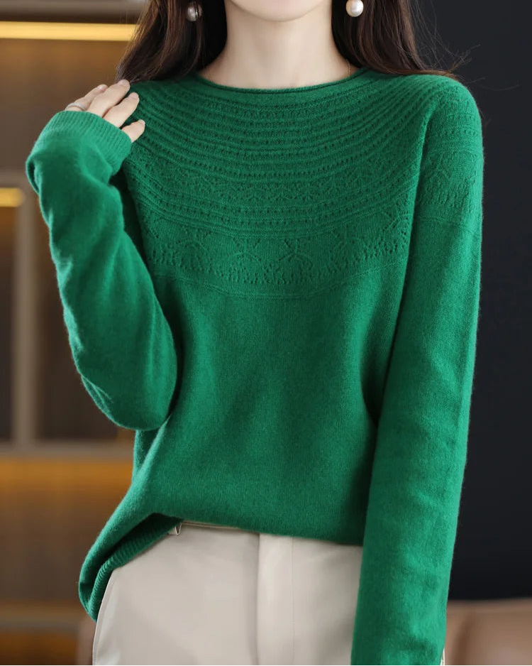 Merino Wool Hollow-Knit Pullover
