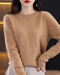 Merino Wool O-Neck Knit Sweater