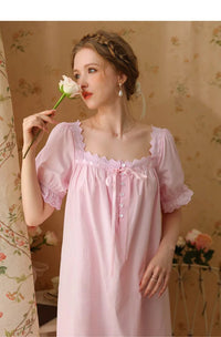 Palace Style Short Sleeve Cotton Pajama Dress
