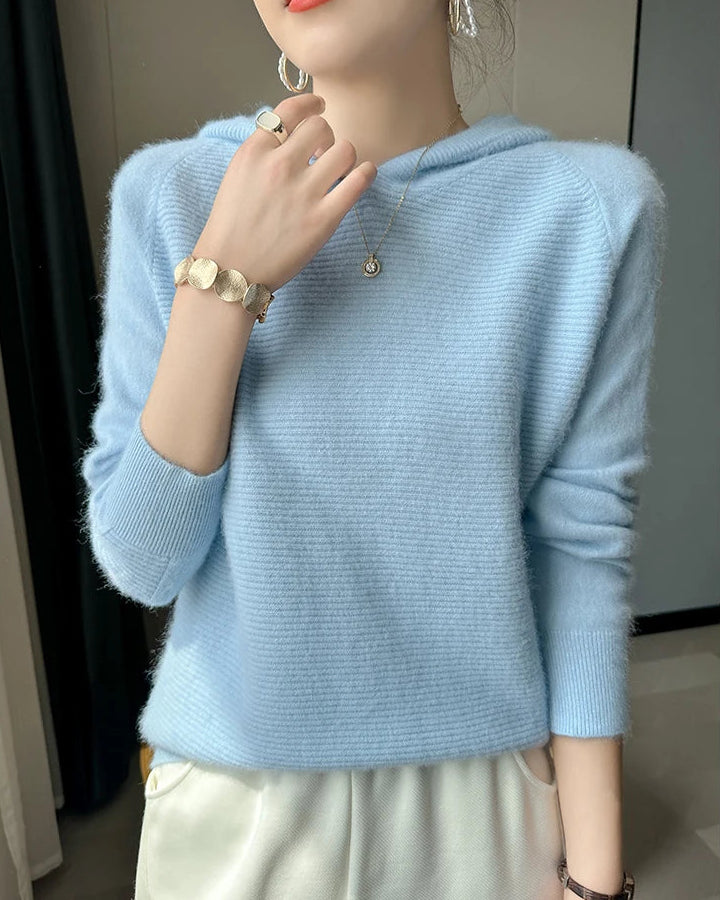 Cashmere Hooded Loose-Fit Knit Pullover