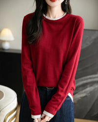 Layered-Look Wool-Blend Knit Top