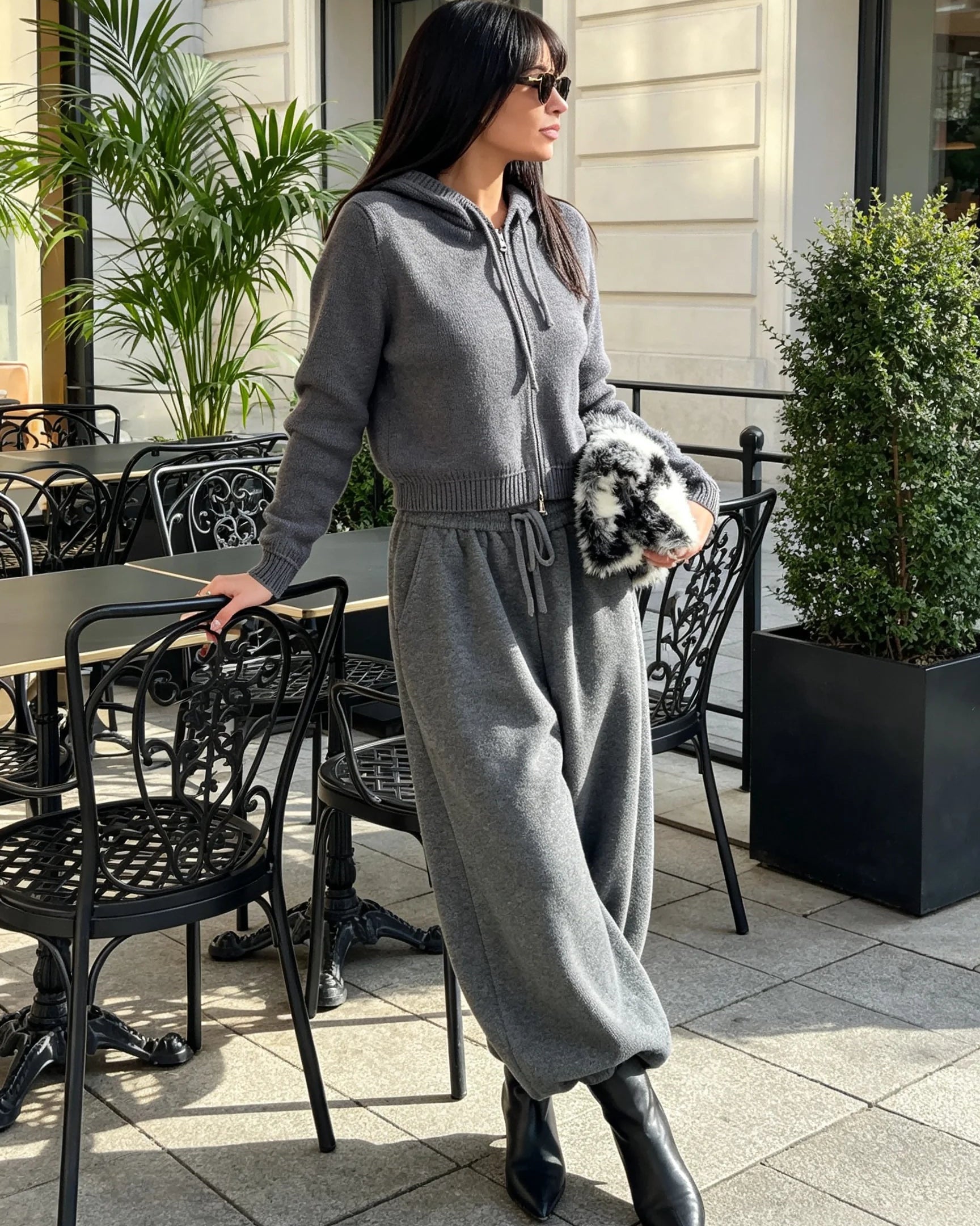 Knit Hoodie Two Piece Set