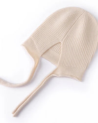 Merino Wool Striped Drawstring Pullover Ski Ear-Flap Hat