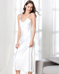 Satin V-Neck Long Slip Nightgown