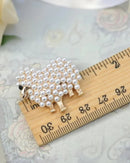Faux Pearl Lamb Animal Brooch