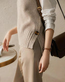 Solid Round Neck Knit Vest