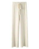 Stretch Cotton Blend Wide-Leg Pants