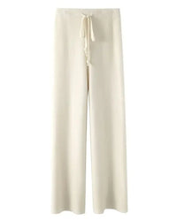 Stretch Cotton Blend Wide-Leg Pants