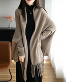 Wool Loose Long-Sleeved Tassel Shawl