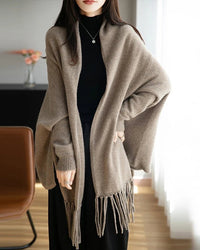 Wool Loose Long-Sleeved Tassel Shawl