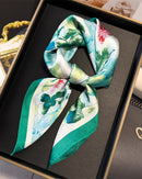 Floral Print Satin Square Scarf