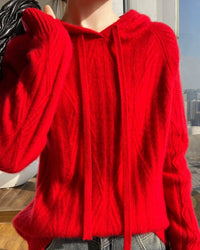 Stylish Wool Knitted Hooded Sweatshirt