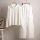 Polo Neck Sweater & Wide Leg Pants Set