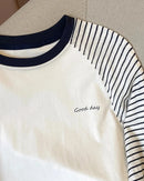 Striped Cotton Blend Raglan Top