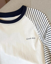 Striped Cotton Blend Raglan Top