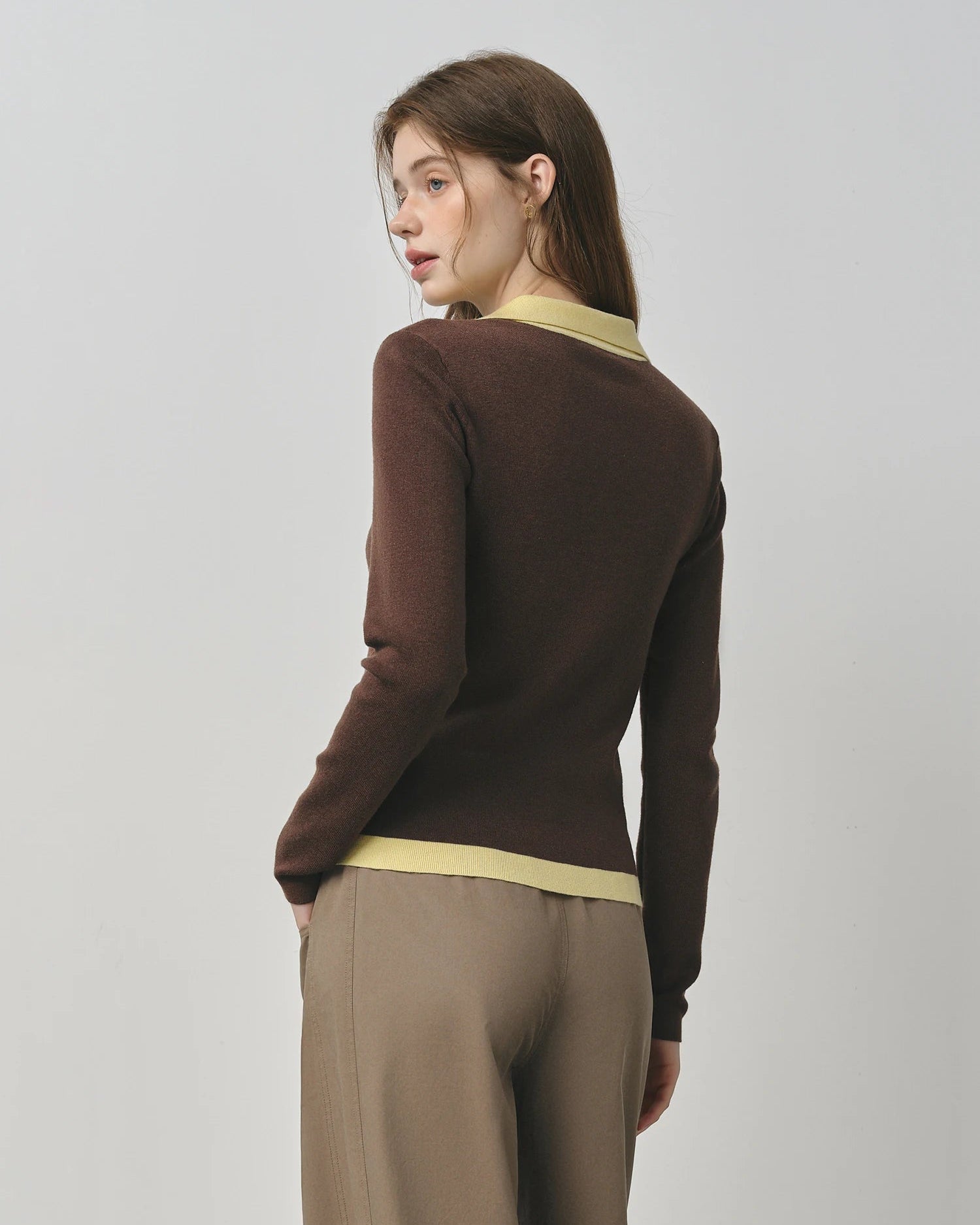 New Style Faux Two-Piece Collared Knit Sweater