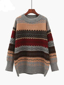 Stripe Patterned Loose Sweater Pullover