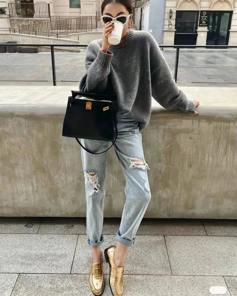 Round Neck Loose Cashmere Sweater