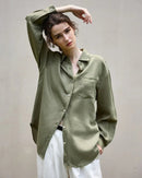 Elegant Lapel Single-Breasted Ol Shirt