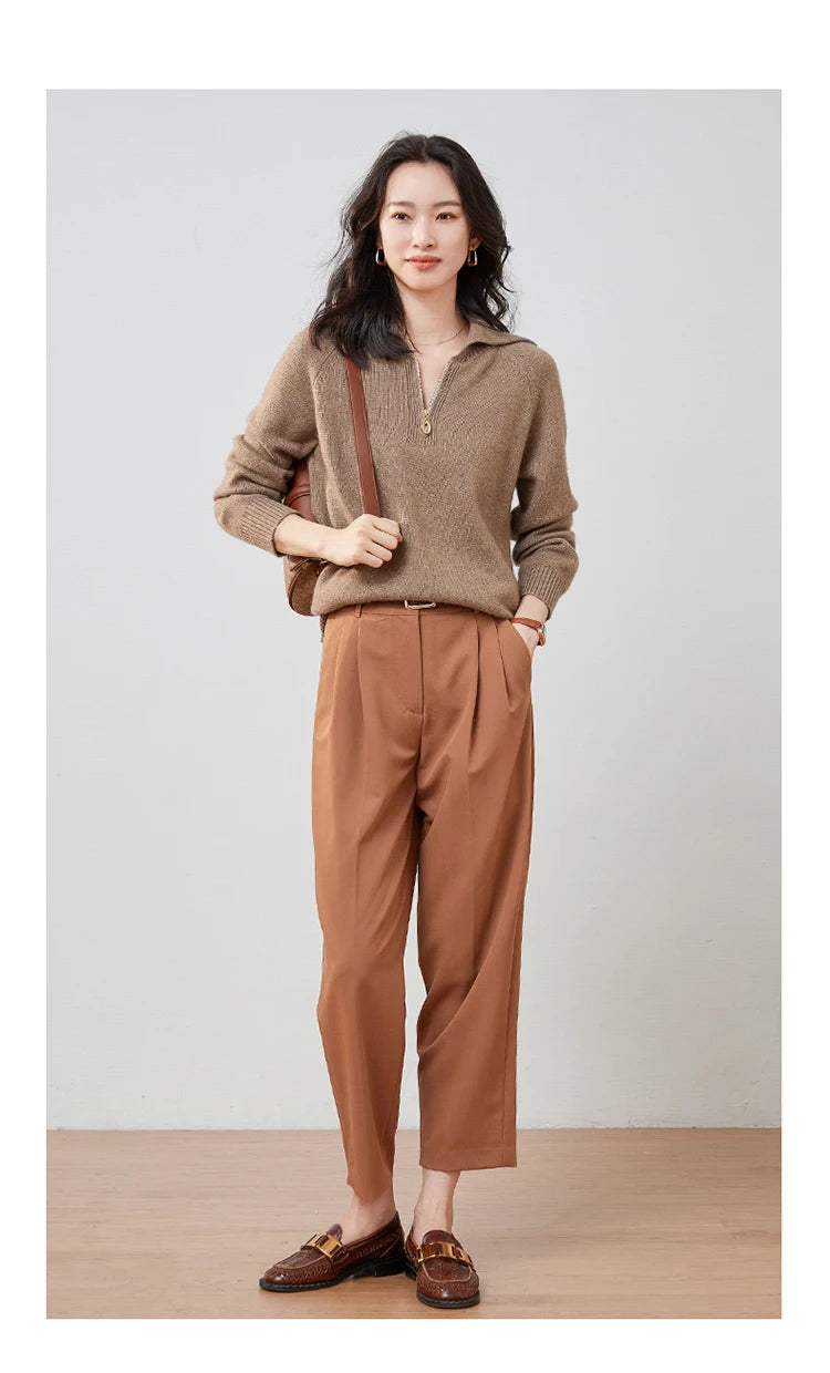 Pure Cashmere Half-zip Collar Jumper