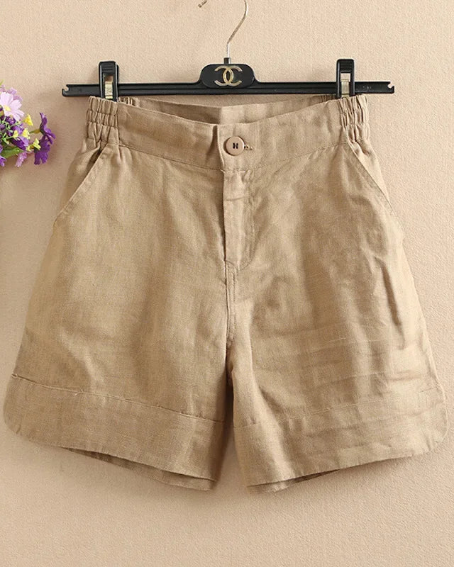 Cotton Linen Wide-Leg Harem Shorts