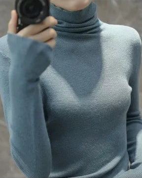Stretch Wool Turtleneck Sweater