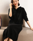 Cashmere Hooded Knit Sweater Dress