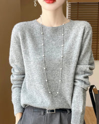 Merino Wool O-Neck Pullover Sweater