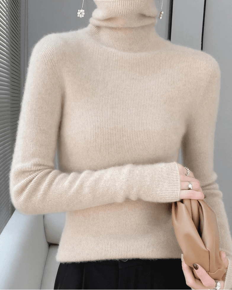 Wool Long-Sleeved Turtleneck Slim Fit Sweater