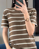 Casual Cotton Patchwork Short Sleeve Top