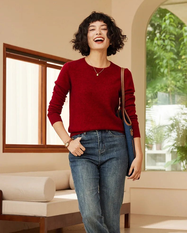 Cashmere Crew Neck Long-Sleeved Pullover Sweater