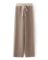 Wool Knit High Waist Straight Leg Trousers