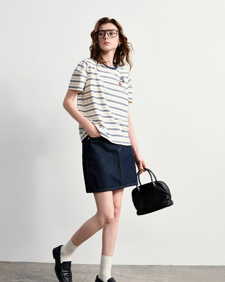 Nautical Stripe Embroidered T-Shirt