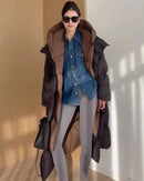 Layered-Look Hooded Cotton-Padded Coat