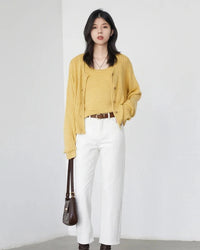High-Waist Cotton Straight-Leg Jeans