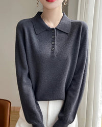 Wool Polo Collar Knitted Pullover Sweater