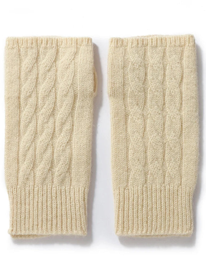 Wool Fingerless Thumb Hole Mittens