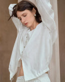 Loose V-Neck Button-Down Long-Sleeved Shirt