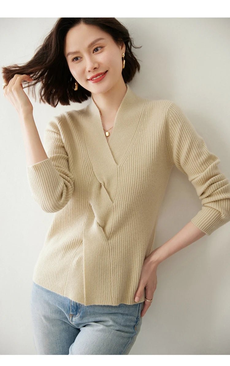 Pure Cashmere V-Neck Pullover Sweater